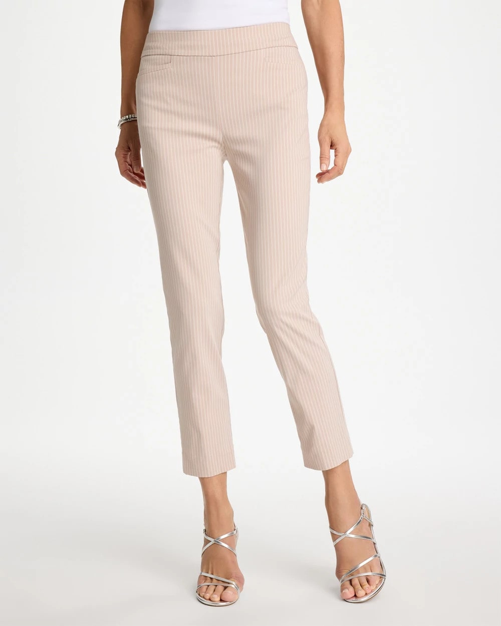 Chico's / Brigitte™ Slim Twill Stripe Neutral Crop