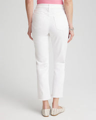 Chico's Sale - Girlfriend Frayed Cropped No Stain Jeans