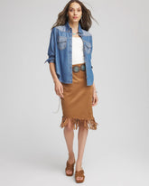 Chico's / Suede Fringed Asymmetrical Skirt