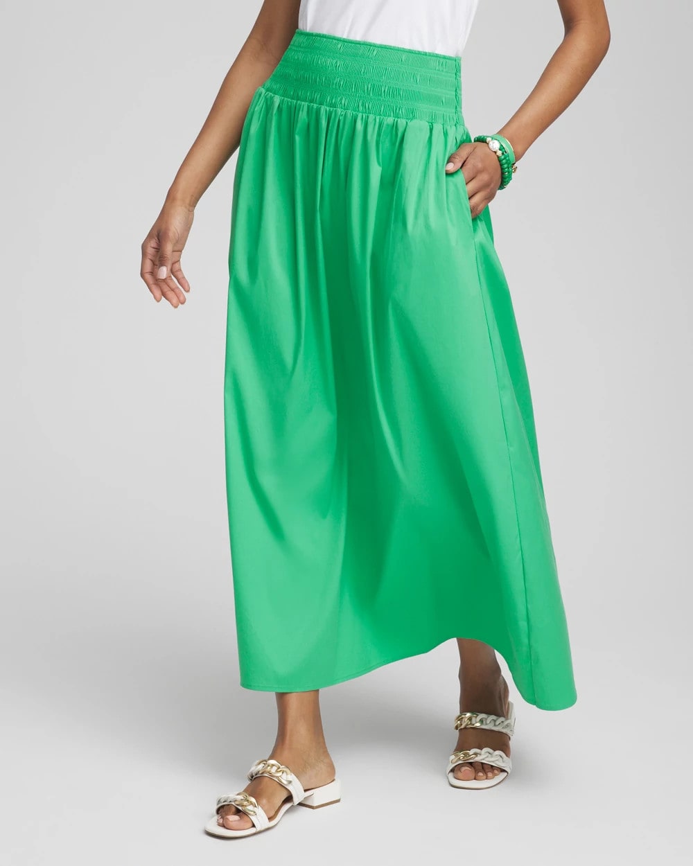 Chico's Sale - Poplin Smocked Waist Skirt