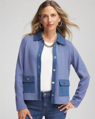 Chico's Sale - Denim Colorblock Marl Shirt Jacket