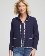 Chico's US - Blanket Stitch Crewneck Cardigan