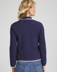 Chico's US - Blanket Stitch Crewneck Cardigan