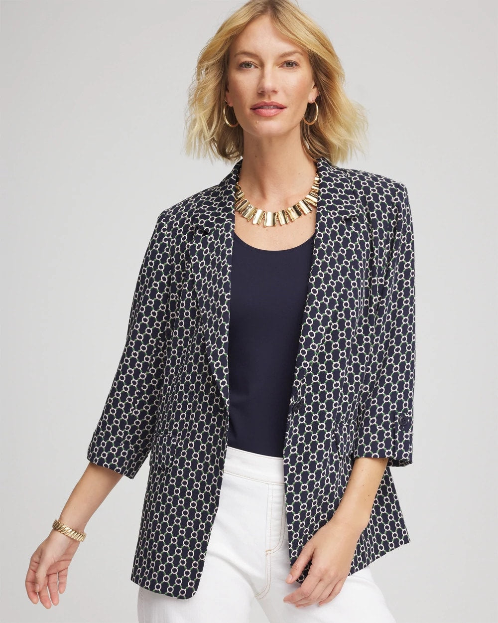 Chico's / Printed Soft Crepe Blazer