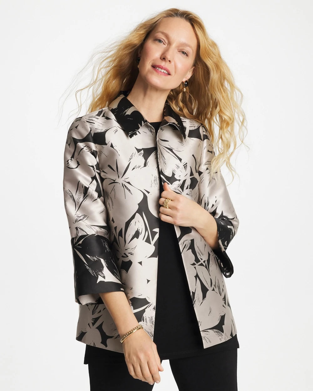 Chico's Outlet - Travelers™ Collection Floral Jacquard Jacket