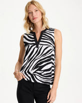 Chico's On Sale - Zebra Cotton-Stretch Notch Neck Tank
