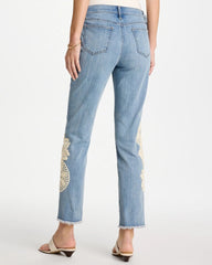 Chico's Discount - Girlfriend Slim Crochet Fray Ankle Jeans