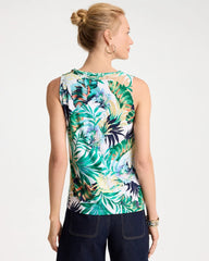 Chico's Tropical Jersey Satin Tank Top