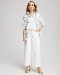 Chico's / No Iron™ Palm Striped Sateen Shirt