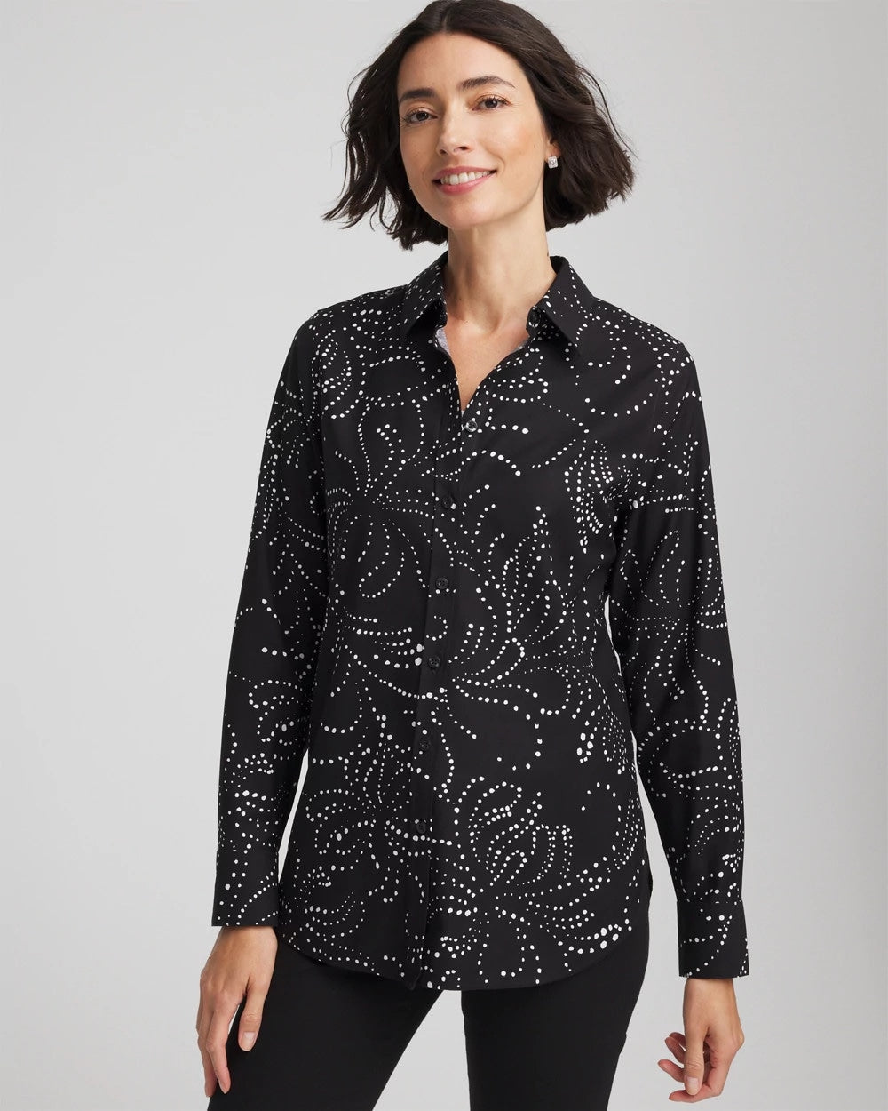 Chico's Outlet - No Iron™ Findot Print Sateen Shirt
