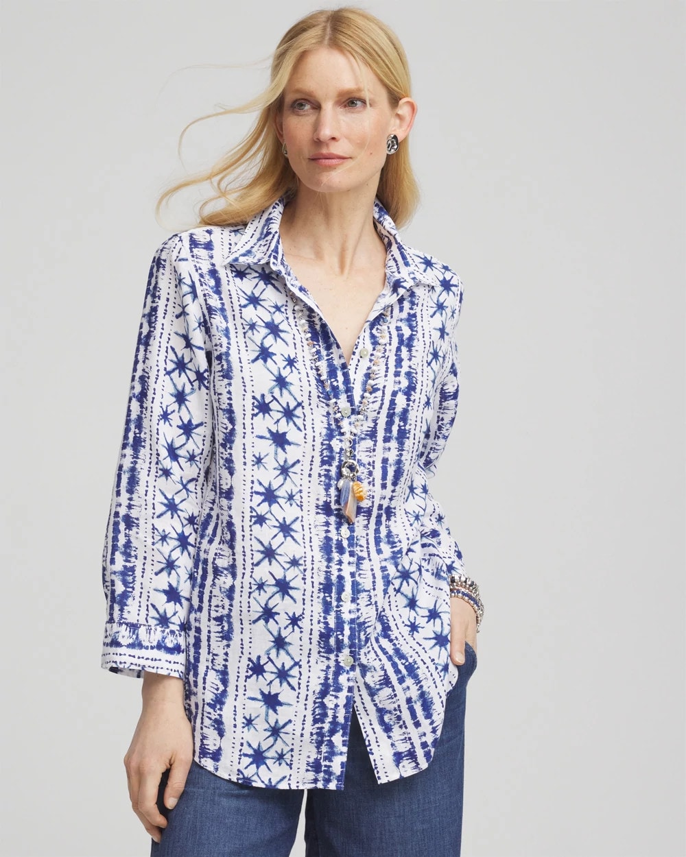Chico's US - No Iron™ Star Print Linen Shirt
