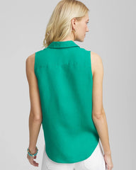 Chico's On Sale - No Iron™ Linen Tie-Front Sleeveless Shirt