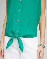 Chico's On Sale - No Iron™ Linen Tie-Front Sleeveless Shirt