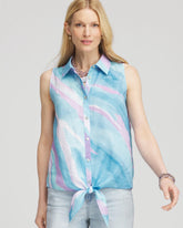 Chico's For Sale - No Iron™ Linen Tie-Front Sleeveless Shirt