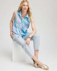 Chico's For Sale - No Iron™ Linen Tie-Front Sleeveless Shirt