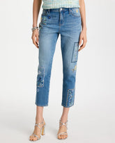 Chico's For Sale - Floral Patchwork Girlfriend Crop Jeans