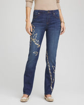 Chico's Sequins Rose Girlfriend Slim-Leg Jeans