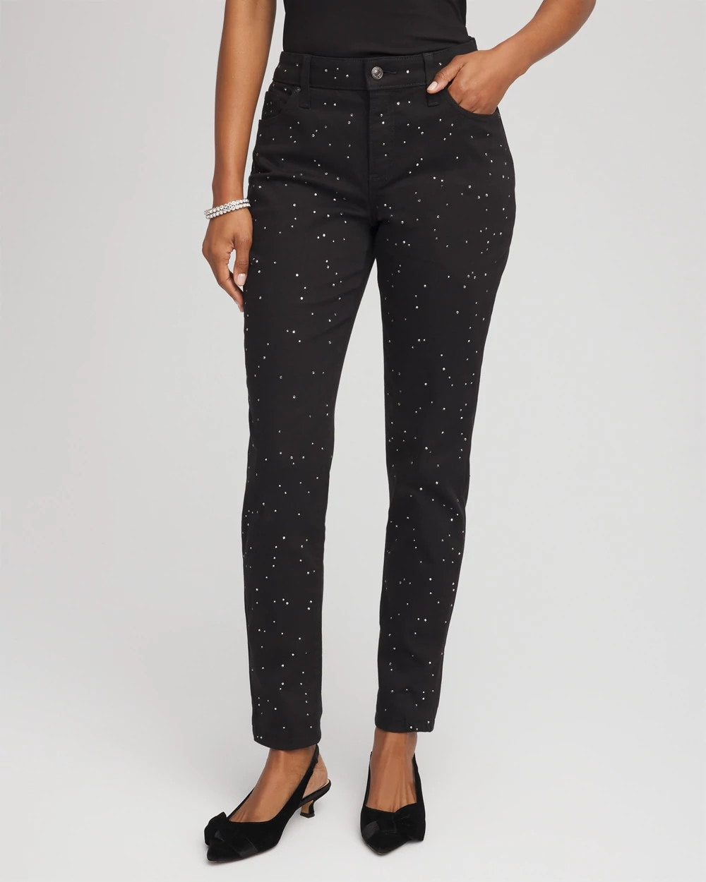 Chico's Online - Stone Embellished Girlfriend Slim Ankle Jeans