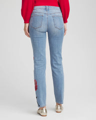Chico's / Placed Floral Girlfriend Slim Ankle Jeans