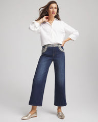Chico's Sale - Girlfriend Cropped Colorblock Wide-Leg Jeans