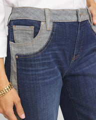 Chico's Sale - Girlfriend Cropped Colorblock Wide-Leg Jeans