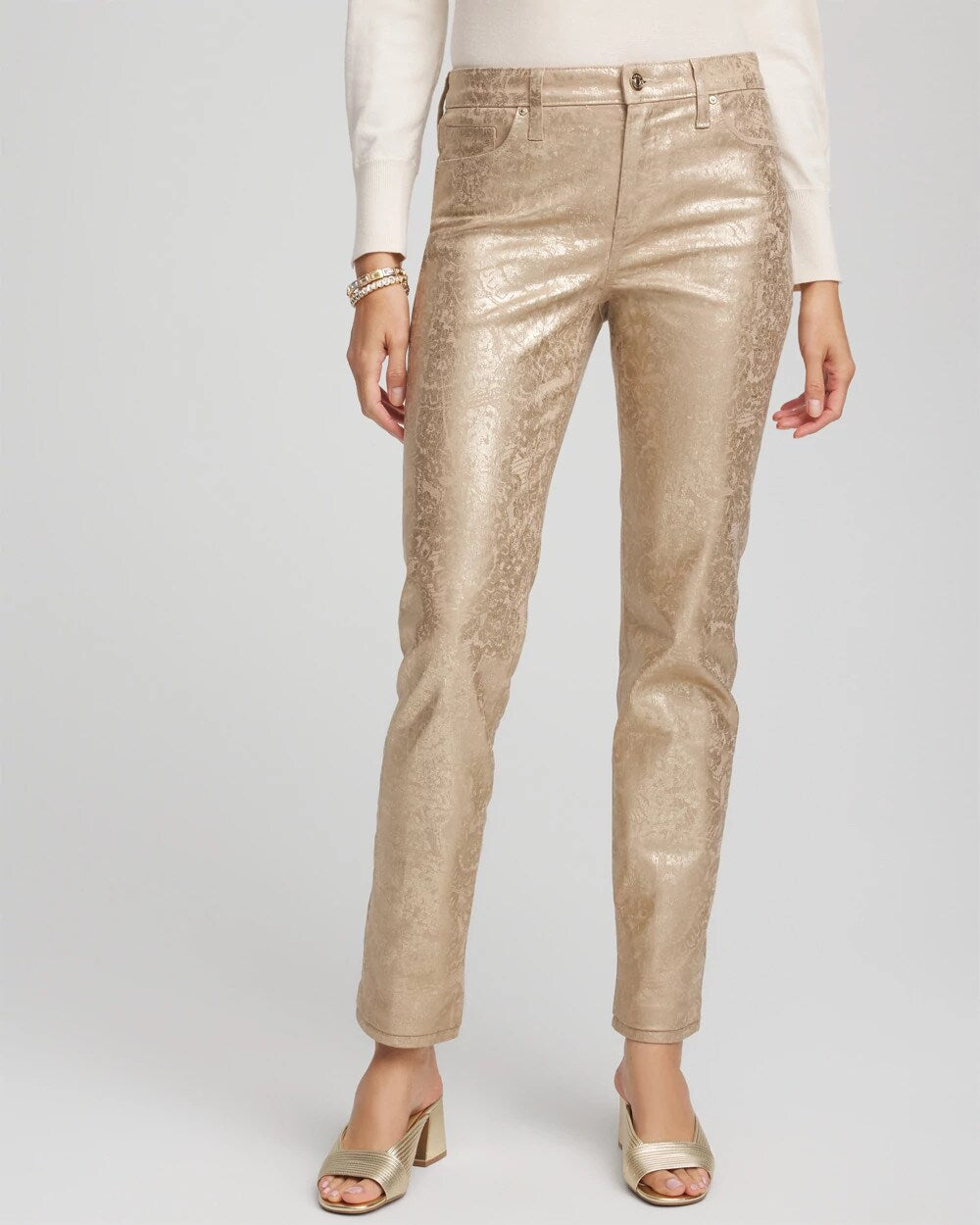Chico's Outlet - Girlfriend Slim Ankle Foiled Lace Jeans