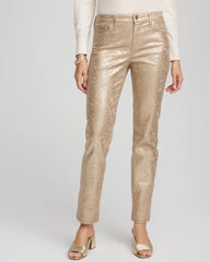 Chico's Outlet - Girlfriend Slim Ankle Foiled Lace Jeans