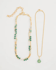 Chico's Outlet - Aventurine Stone Pendant Necklace
