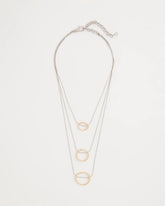 Chico's Mixed Metal Triple Circle Pendant Necklace