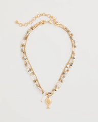 Chico's For Sale - Neutral Jasper Shell Short Necklace