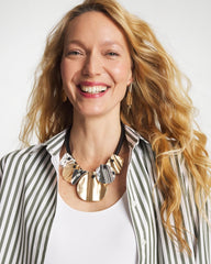 Chico's / Crinkle Mixed Metal Bib Necklace