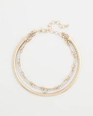 Chico's On Sale - Mixed Metal Link Triple-Strand Necklace
