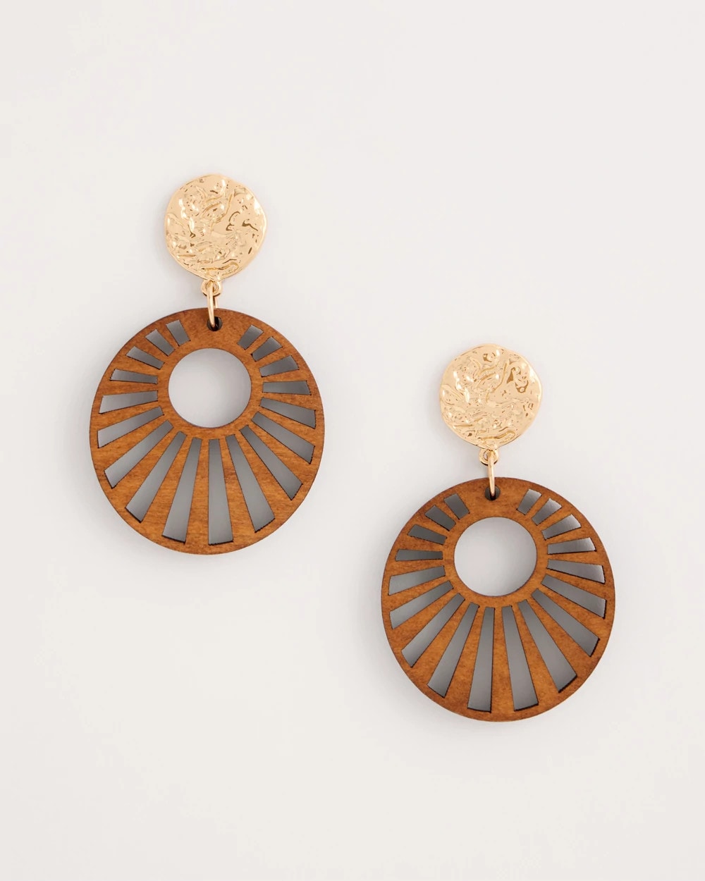 Chico's Discount - Wood Carved Sun Drop Earrings