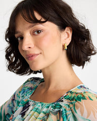 Chico's Sale - Goldtone Two-Tone Threaded Hoop Earrings