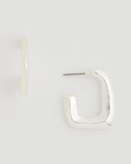 Chico's Outlet - Mini Silvertone Square Earrings