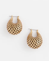 Chico's Outlet - Gold Lattice Puff Hoop Earrings