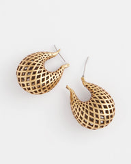 Chico's Outlet - Gold Lattice Puff Hoop Earrings