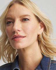 Chico's Outlet - Gold Lattice Puff Hoop Earrings