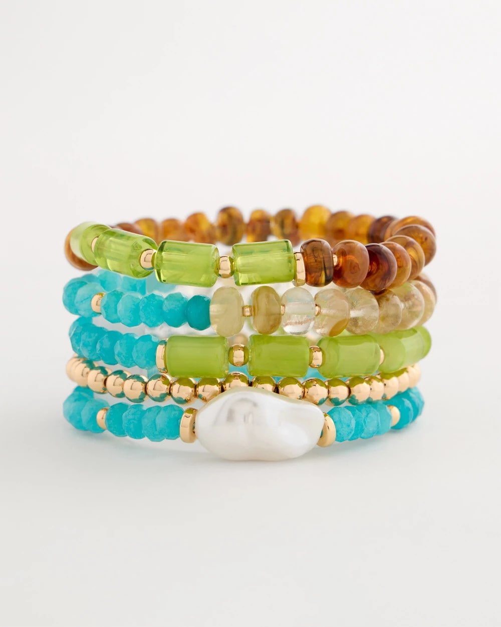 Chico's On Sale - Multi-Colored Stretch Set of Five Beaded Bracelets