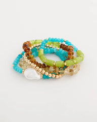 Chico's On Sale - Multi-Colored Stretch Set of Five Beaded Bracelets