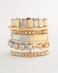 Chico's On Sale - Mixed Metal Beaded Stretch Bracelet