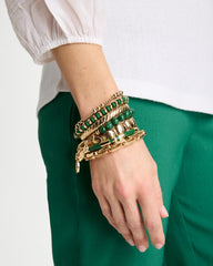 Chico's Green Gold Slice Stretch Bracelet