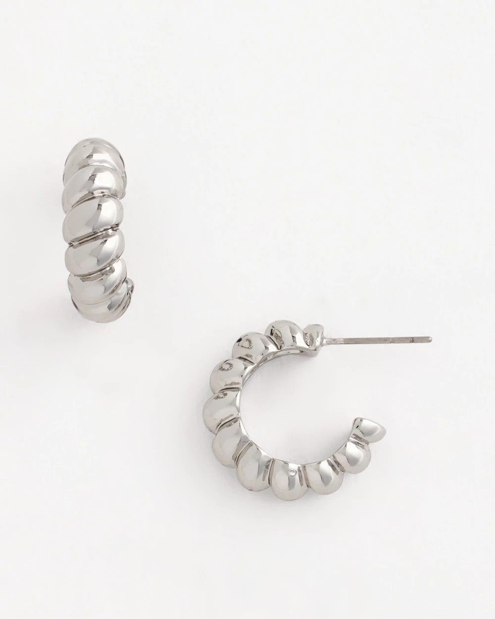 Chico's For Sale - No Droop® Silvertone Twisted Hoop Earrings