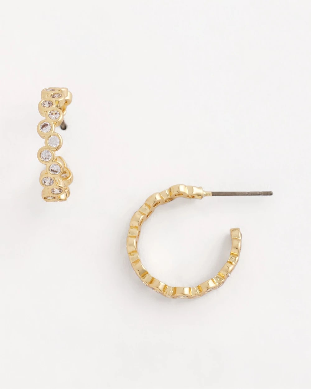 Chico's Outlet - Goldtone Cubic Zirconia Hoop Earrings