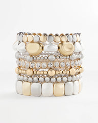 Chico's Discount - Mixed-Metal Matte Square Stretch Bracelet