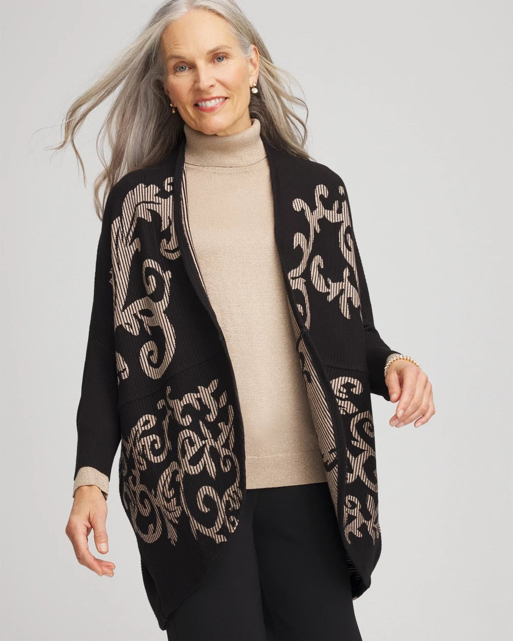 Chico's Sale - Ottoman Jacquard Cocoon Cardigan