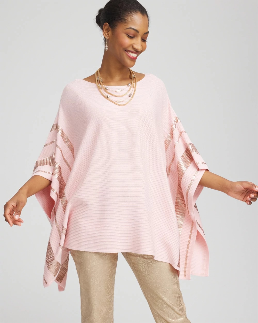 Chico's Sale - Sequin Striped Sweater Poncho