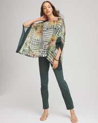 Chico's On Sale - Printed Crinkle-Chiffon Pullover Poncho