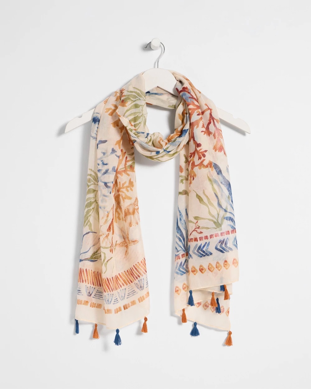 Chico's / Sea Life Tassel Oblong Scarf