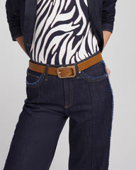 Chico's Outlet - Cognac Enamel Buckle Trouser Belt